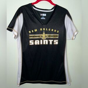 NFL Team Apparel Black & Gold NOLA SAINTS V-Neck Short Sleeve Jersey Top!